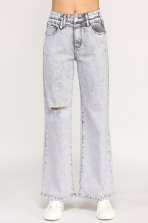 High Rise Wide Leg With Acid Grey