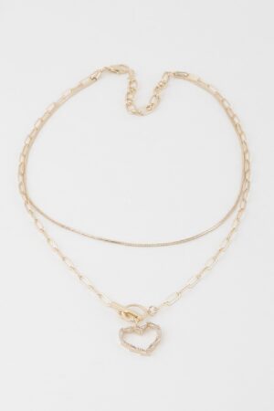 Double Heart Toggle Chain Necklace
