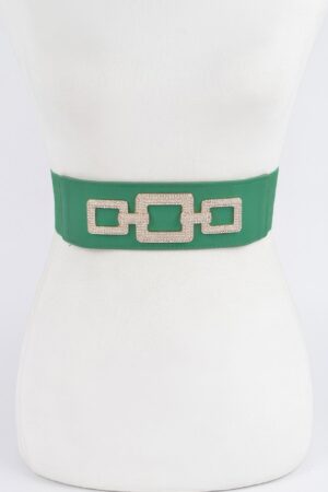 Rhinestone Link Plus Size Elastic Belt