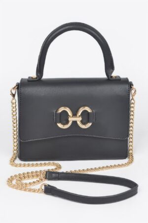 Faux Leather Top Handle Bag