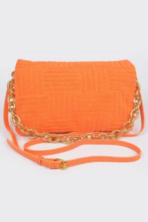 Towel Embossed Chain Flap Bag