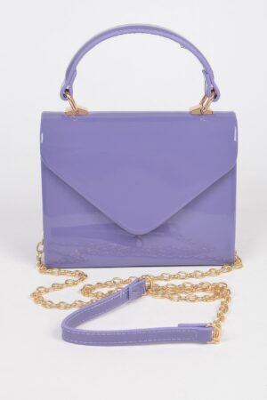Enamel Faux Leather Single Handle Clutch