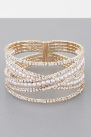 Multi Cross Jewel Cuff Bracelet