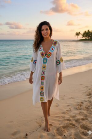 Linnen Crochet Maxi Dress