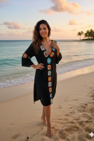 Linnen Crochet Maxi Dress