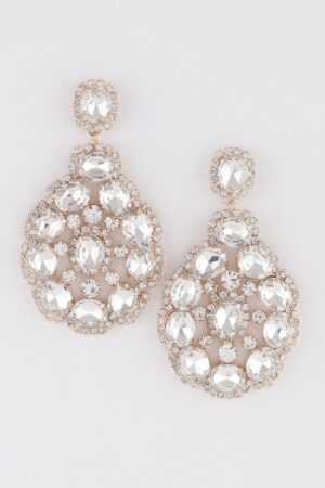 Multi Rhinestone Teardrop Earrings