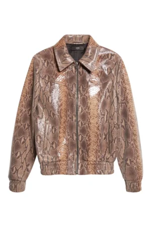 Snake Embossed Leather Western Jacket