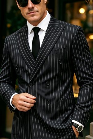 Business-Style Striped 2pcs Suit Set
